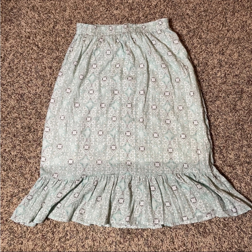 Christopher & Banks Green Geometric Pull On Comfort Maxi Skirt Womens Size M